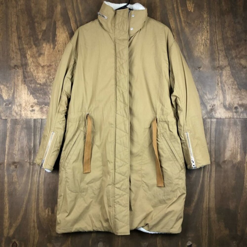 Rag & Bone Womens Jacket Brown Military Parka Faux Sherpa Gorpcore Reversible